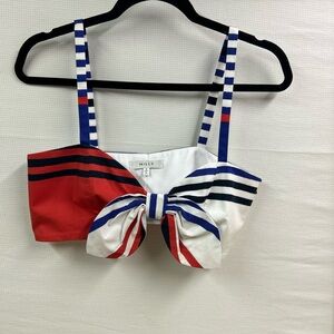 Milly Striped Red White and Blue Bow Crop Top S